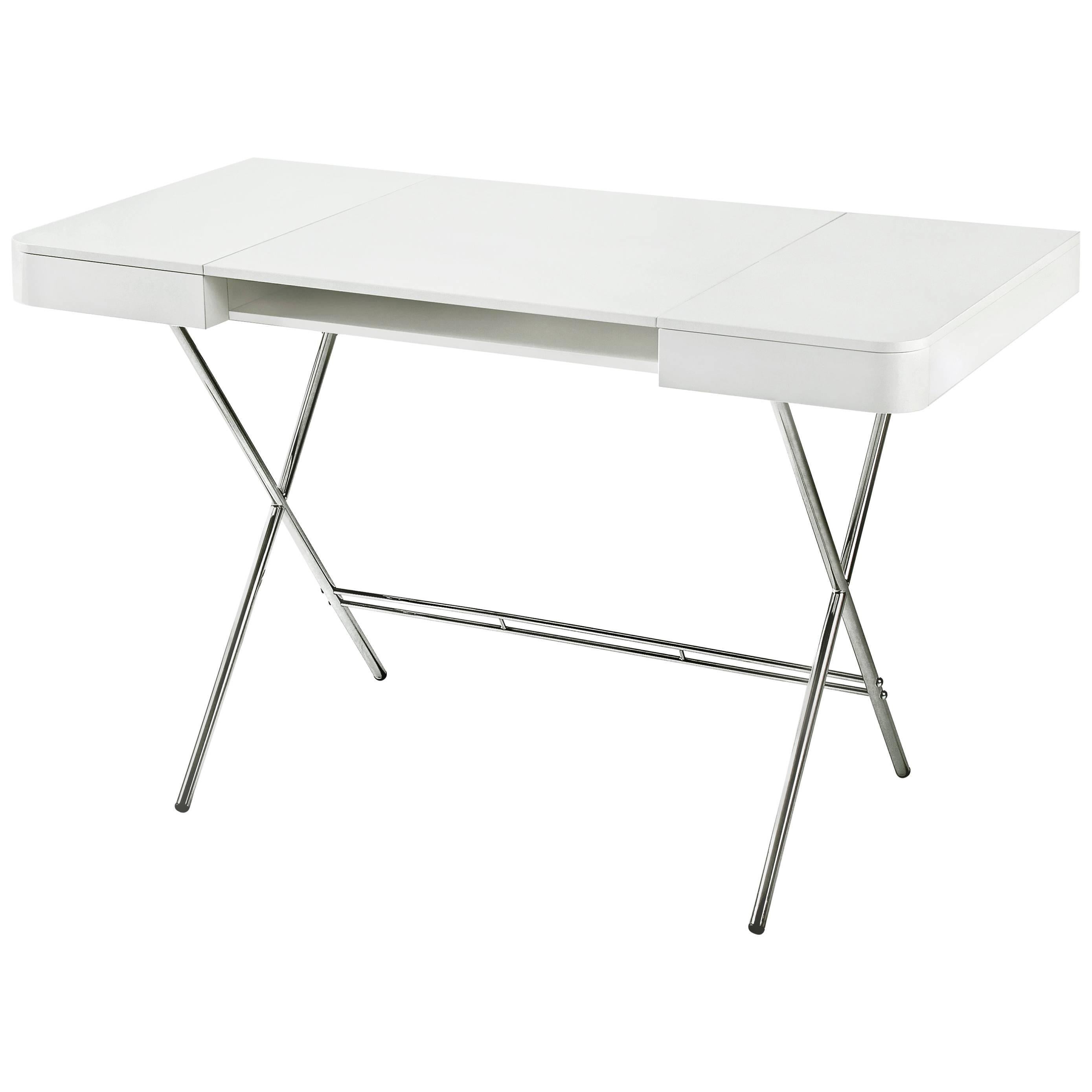 Contemporary Cosimo Desk by Marco Zanuso Jr. with White Mat Lacquered Top For Sale
