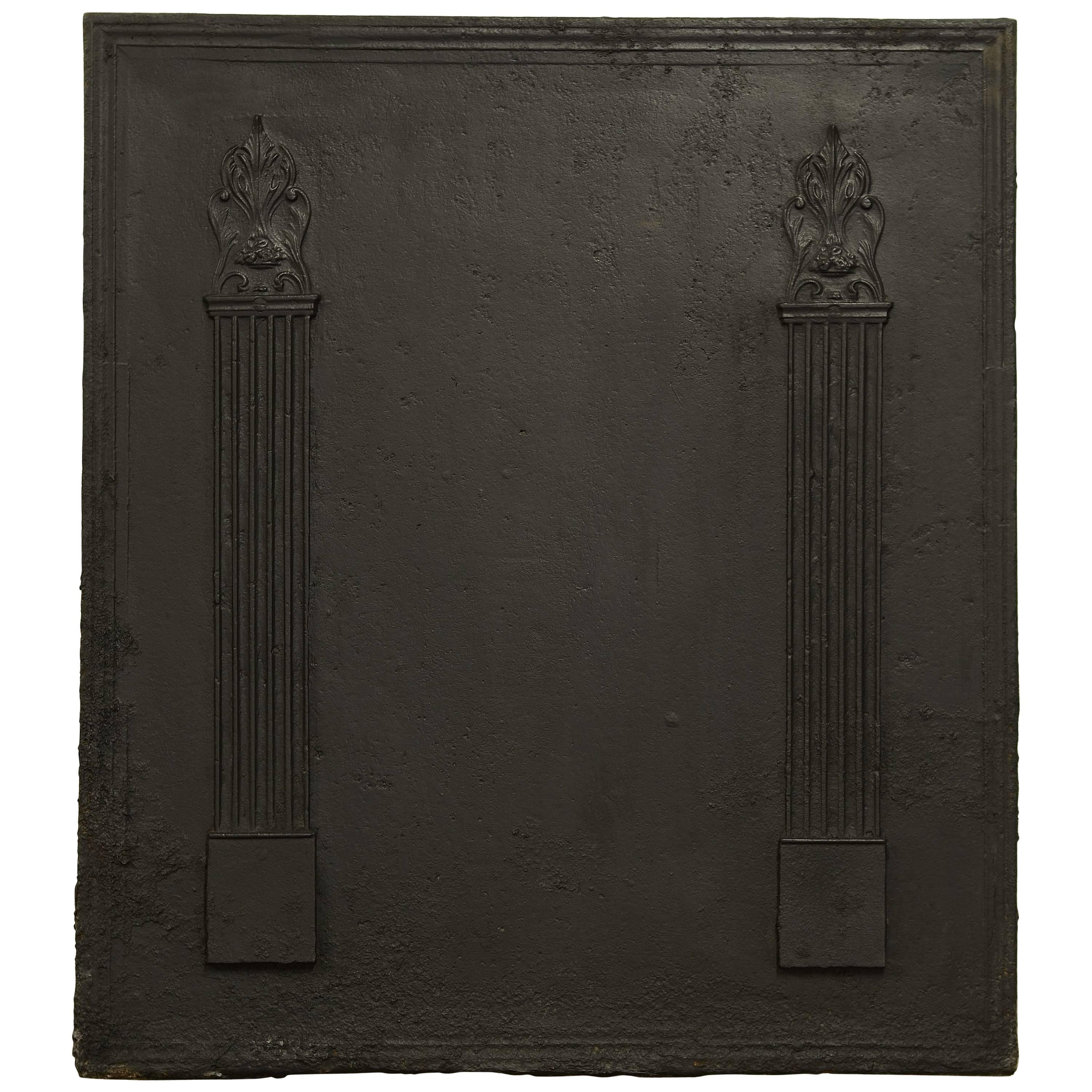 Fireback with Two Large Pillars For Sale