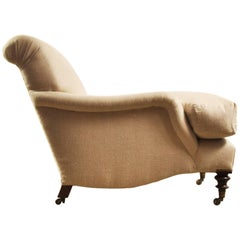 Antique English Armchair Re-Upholstered in Linen