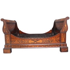 Antique 19th Century Dutch Mahogany and Marquetry Bed