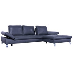 Designer Corner Sofa Leather Grey Function Couch Modern