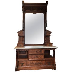 Late 19th Century Hand-Carved Victorian Gentleman's Dressing Mirror