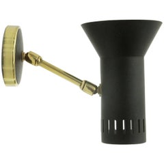 Italian Brass and Black Painted Metal Sconce, 1950s