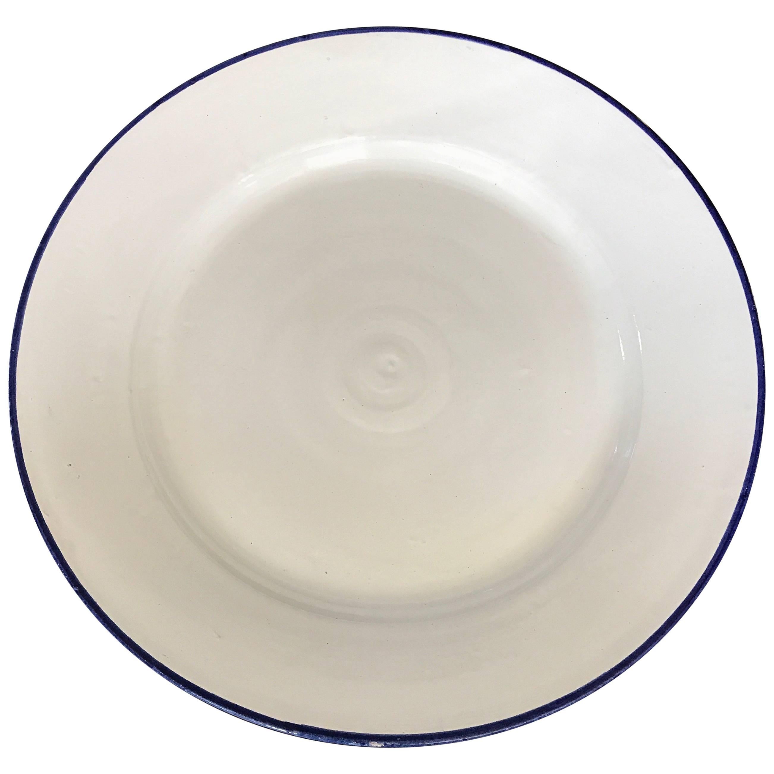 Large White Ceramic Italian Faience Charger Platter For Sale