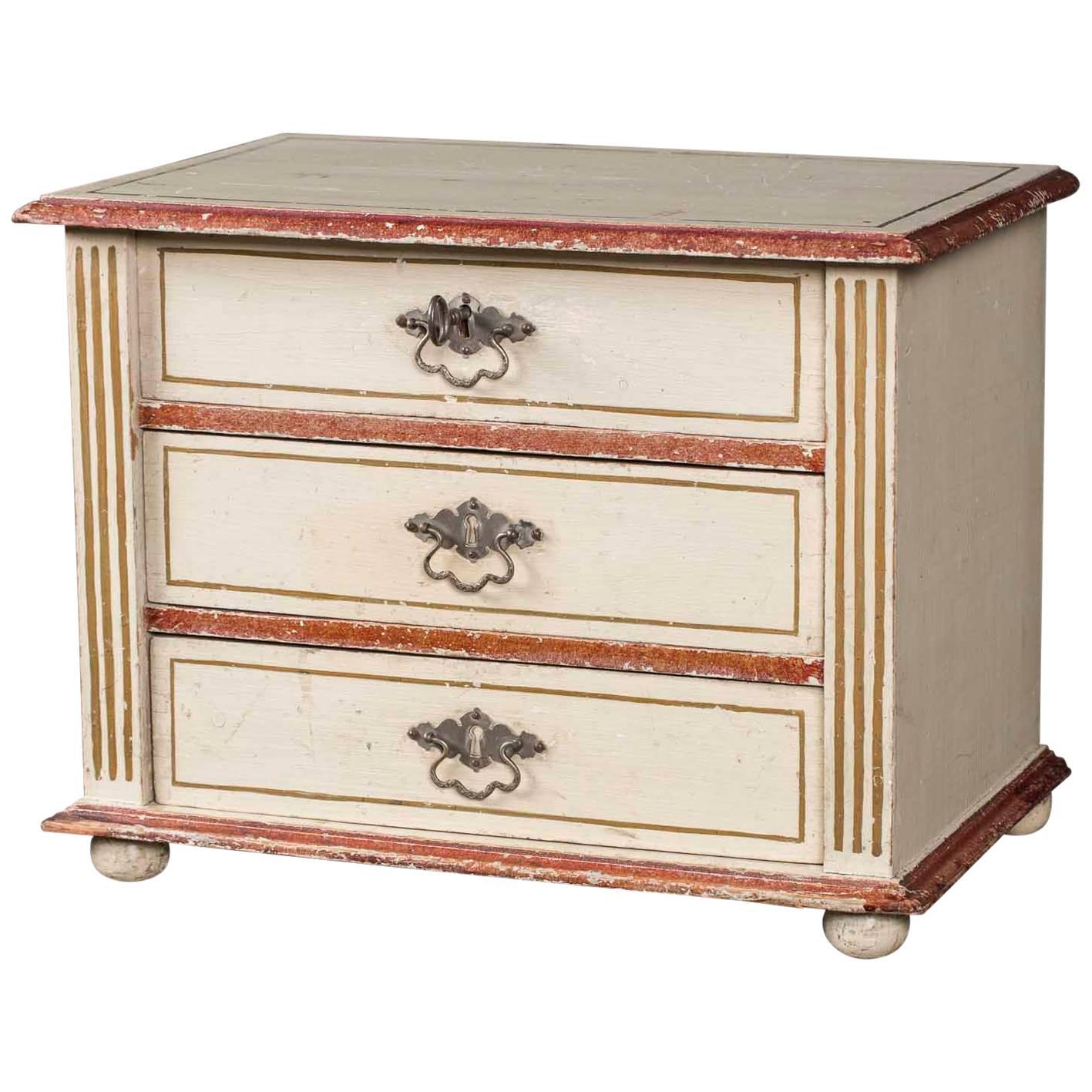 Antique French Miniature Sample Painted Chest of Drawers, circa 1890 For Sale