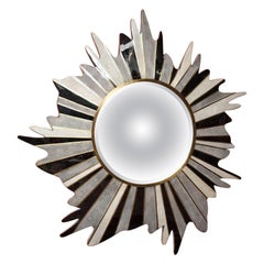 Mirror, Shagreen and Sea Shell Mirror, Starburst Design with Brass Details, New
