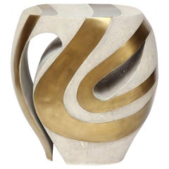 Shagreen Stool with Bronze Details