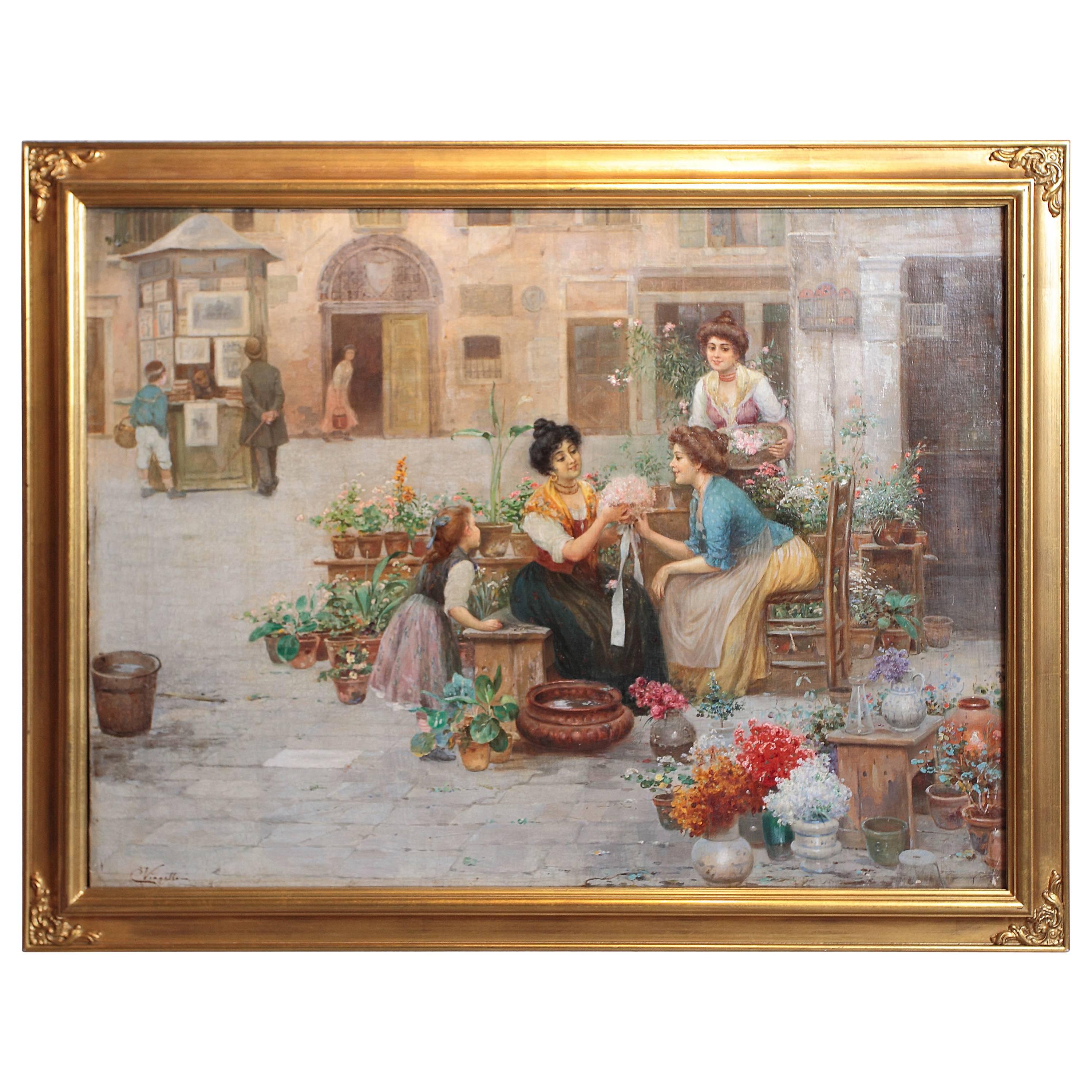 19th Century Italian Oil on Canvas Signed Cesare Vianello