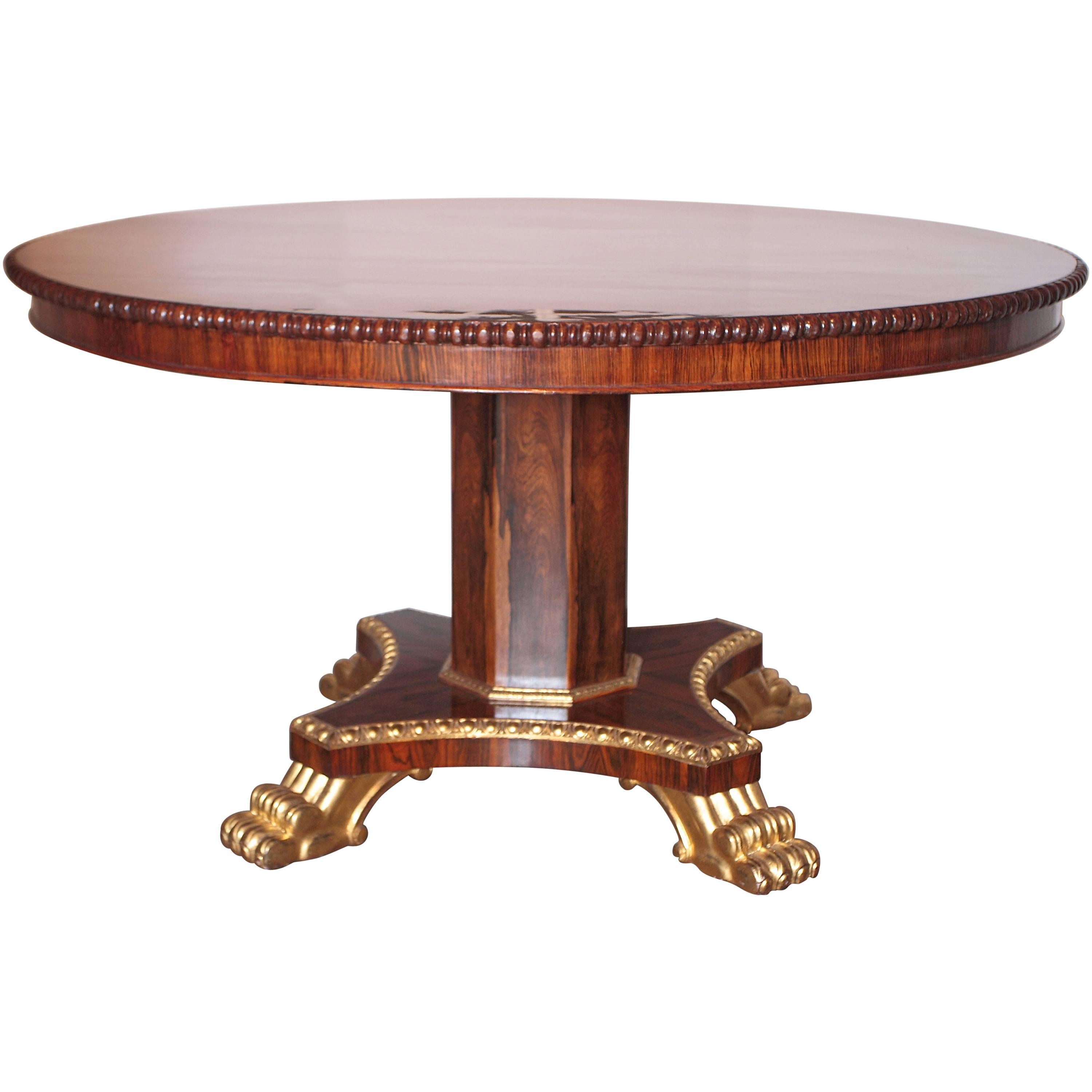 19th Century English Regency Mahogany and Rosewood and Parcel-Gilt Centre Table