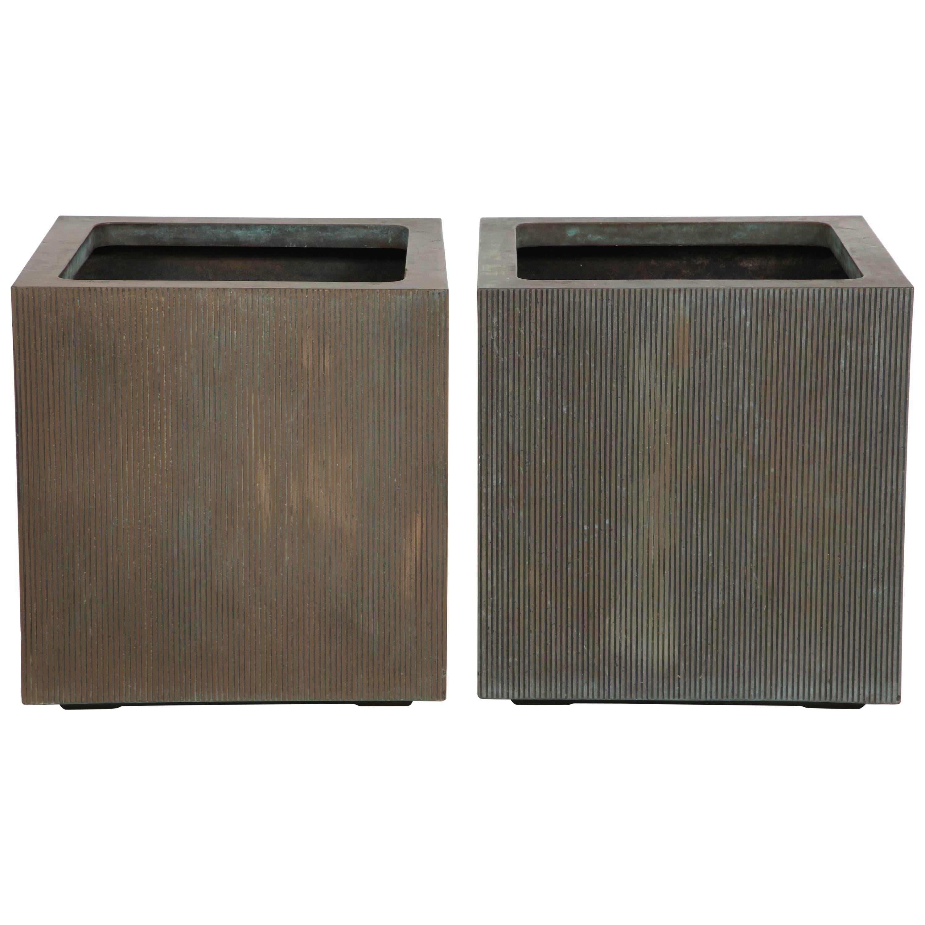 Exceptional Square Pair of Planters by Forms and Surfaces
