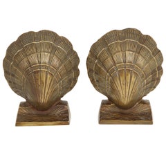 Vintage Pair of Brass Shell Bookends