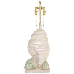 Retro 1980s Plaster Conch Shell Lamp