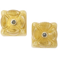 Pair of Amber Glass Sconces by Doria
