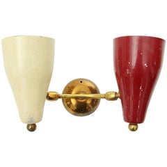 Italian Brass and Painted Metal Sconce, 1950s