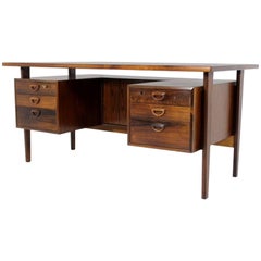Freestanding Executive Rosewood Desk with Floating Top by Kai Kristiansen