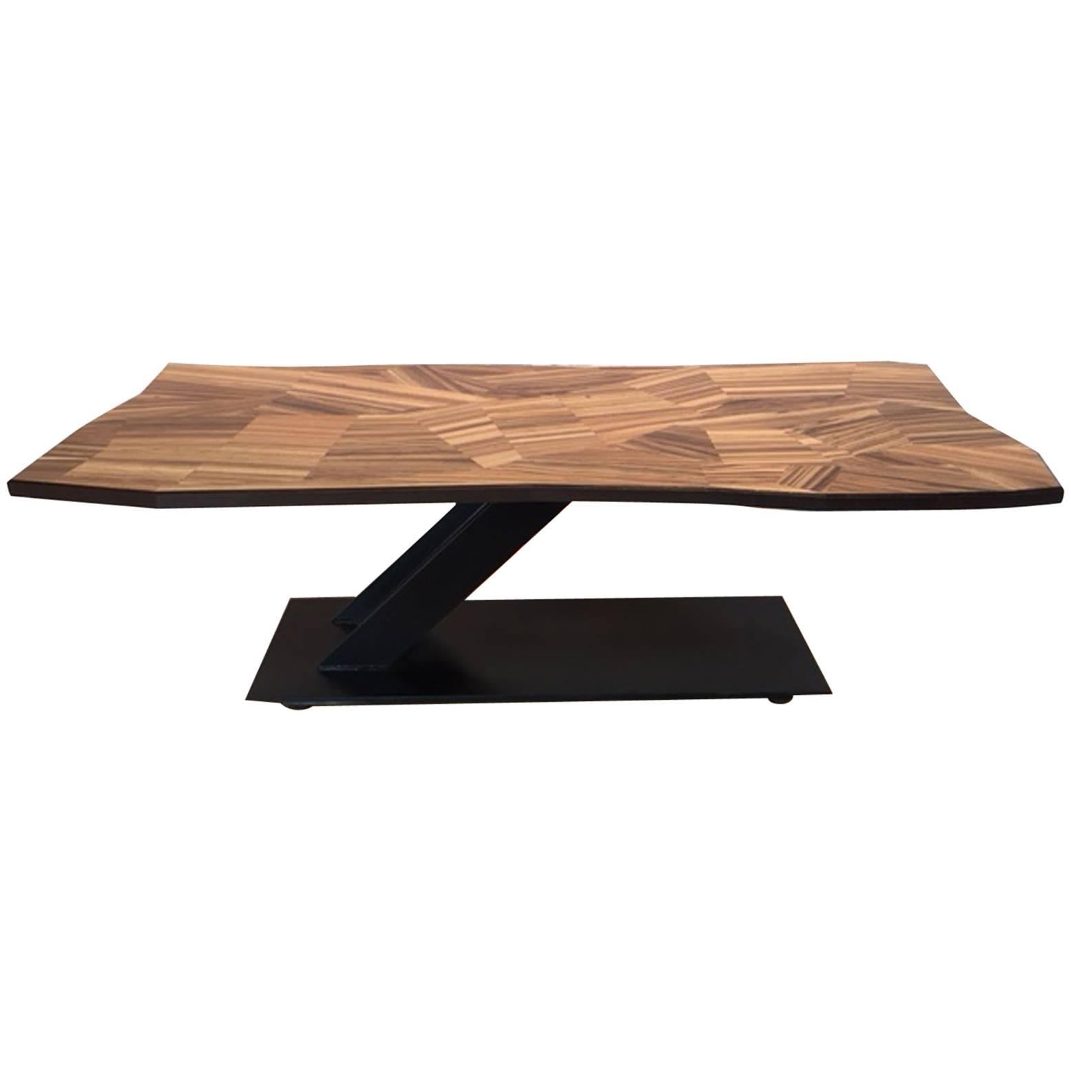 Zebrawood and Iron Coffee Table For Sale