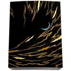 Box with Wavy Clouds and Crescent Moon