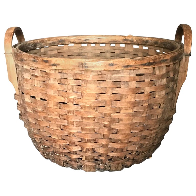 Tall Oval Double Handle Basket by Lucille LaRochelle For Sale at 1stdibs