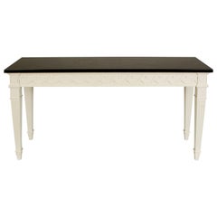 White Painted Carved Console with Faux Marble Top