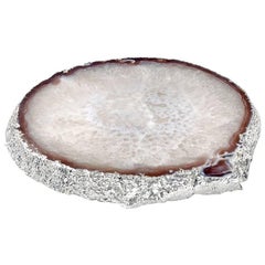 Travessa Platter Natural Agate with Pure Silver Edge by ANNA New York