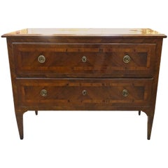 19th Century Two-Drawer Inlay Commode, Italy