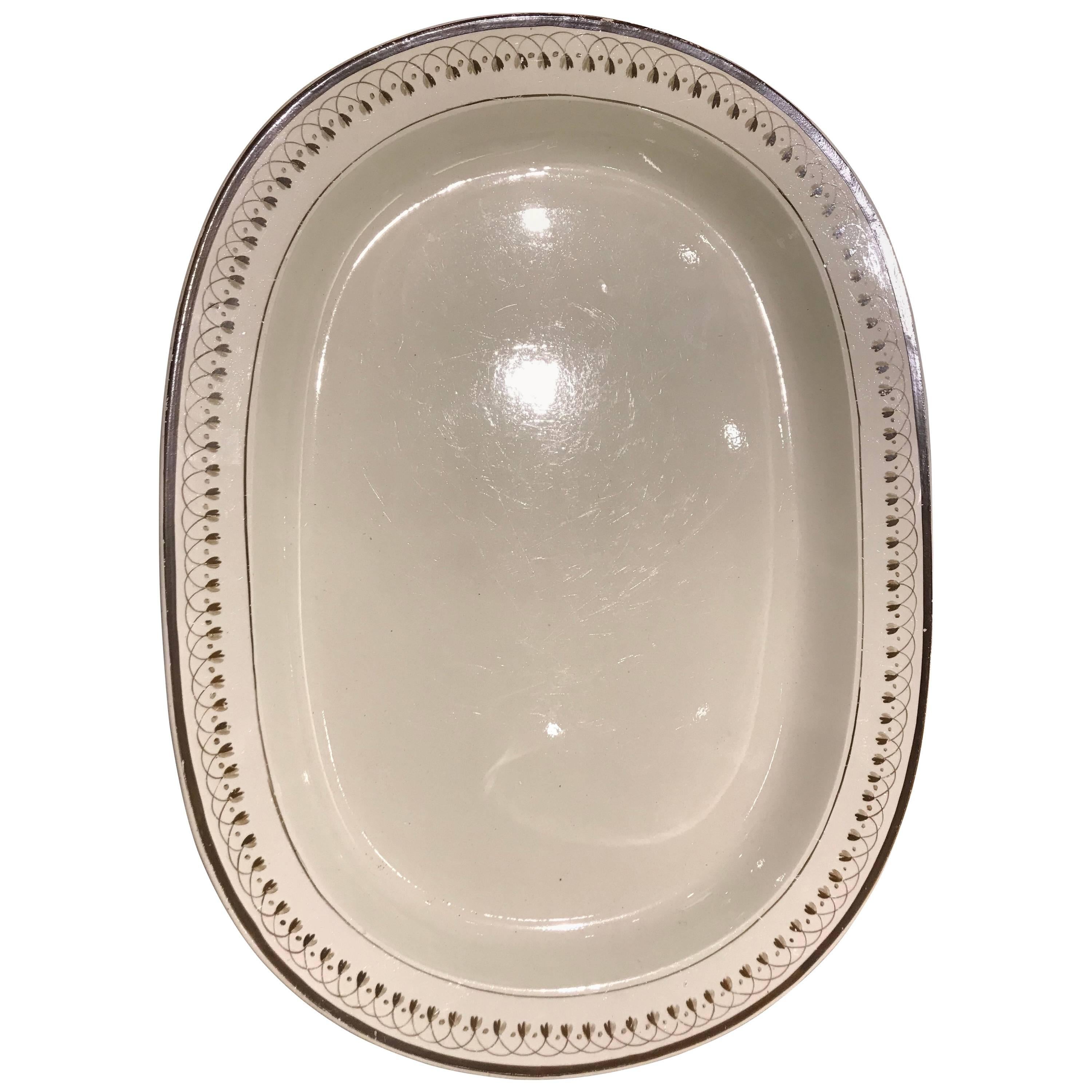 19th Century Large Oval Creamware Platter For Sale
