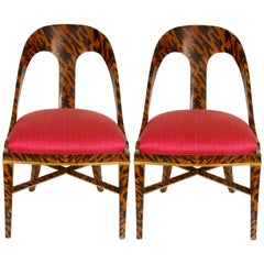 Vintage Pair of Faux Tortoise Spoon Chairs