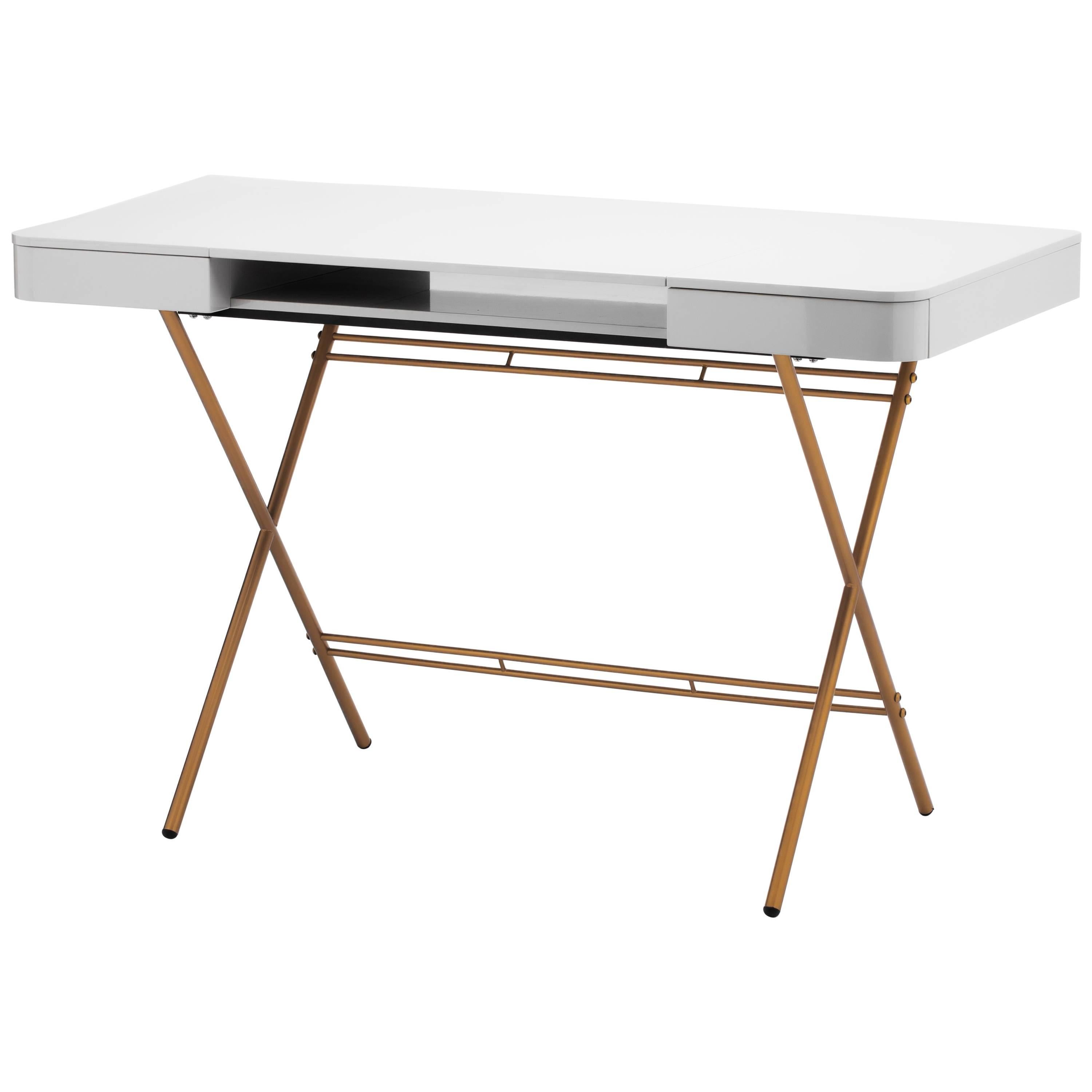 Contemporary Cosimo Desk by Marco Zanuso Jr. with Grey Glossy Lacquered Top For Sale