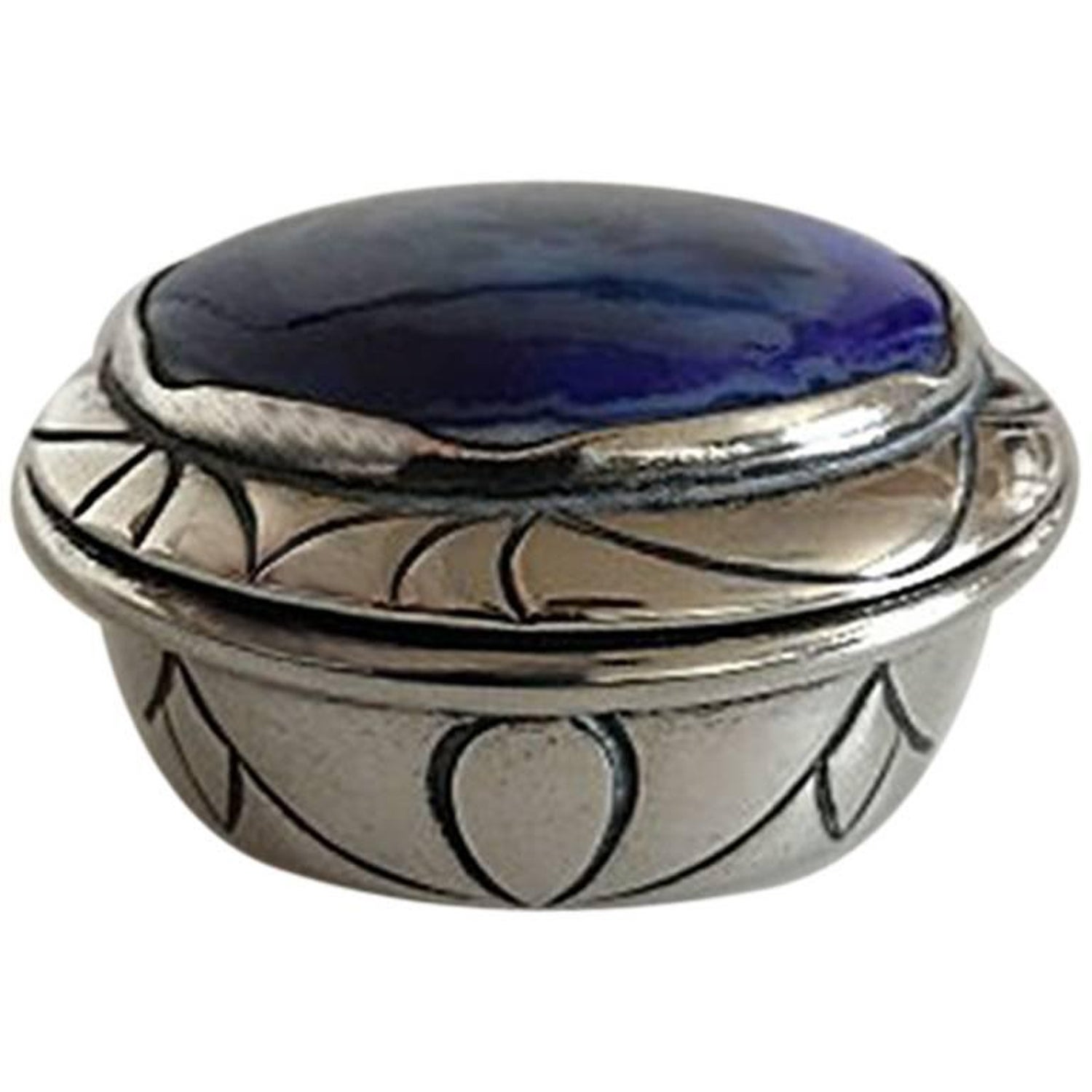 Royal Copenhagen Engelhart Porcelain Mounted in a Silver Pill Box by  Magnussen For Sale at 1stDibs