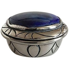 Royal Copenhagen Engelhart Porcelain Mounted in a Silver Pill Box by Magnussen