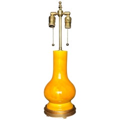 Vintage Chrome Yellow Japanese Lamp on Water Gilt Base