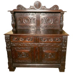 Early 18th Century Celtic Carved Oak Sideboard