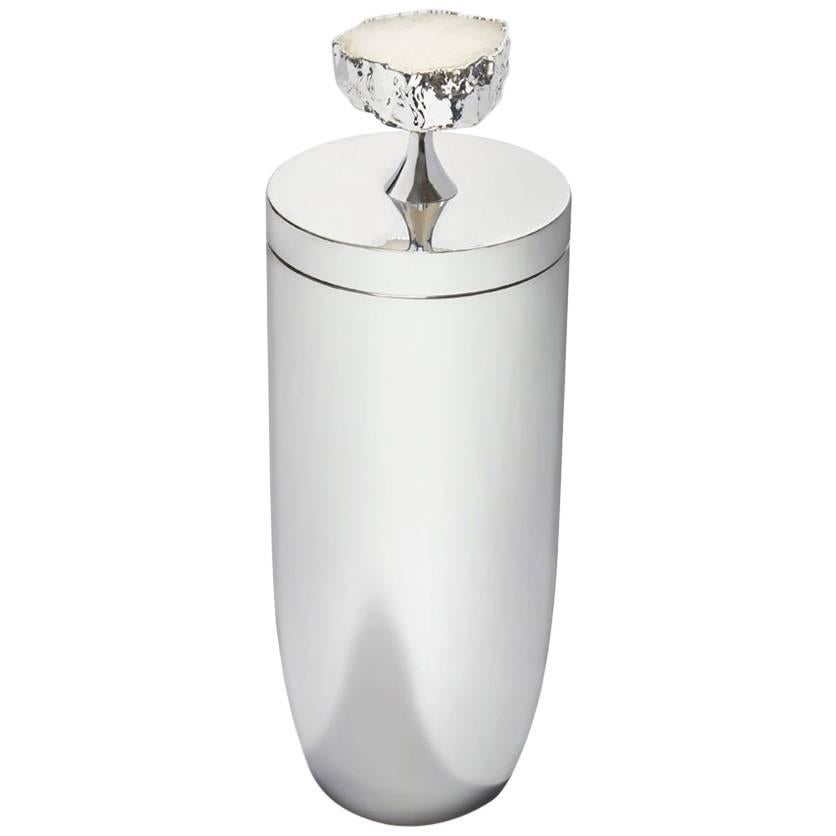 Heritage Cocktail Shaker in Crystal and Silver, in Stock For Sale
