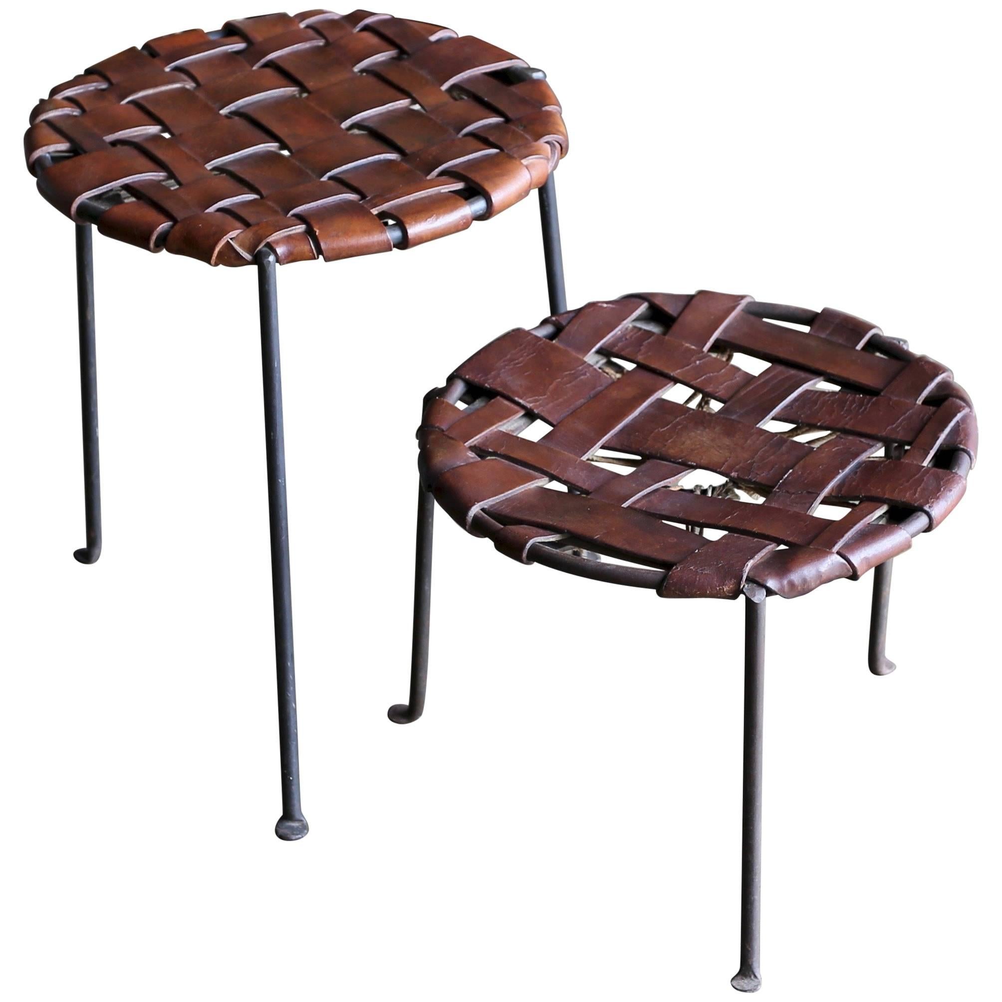 Iron and Leather Stools by Lila Swift and Donald Monell