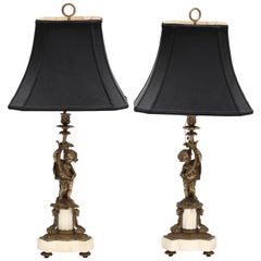 Pair of French Empire Figural Table Lamps