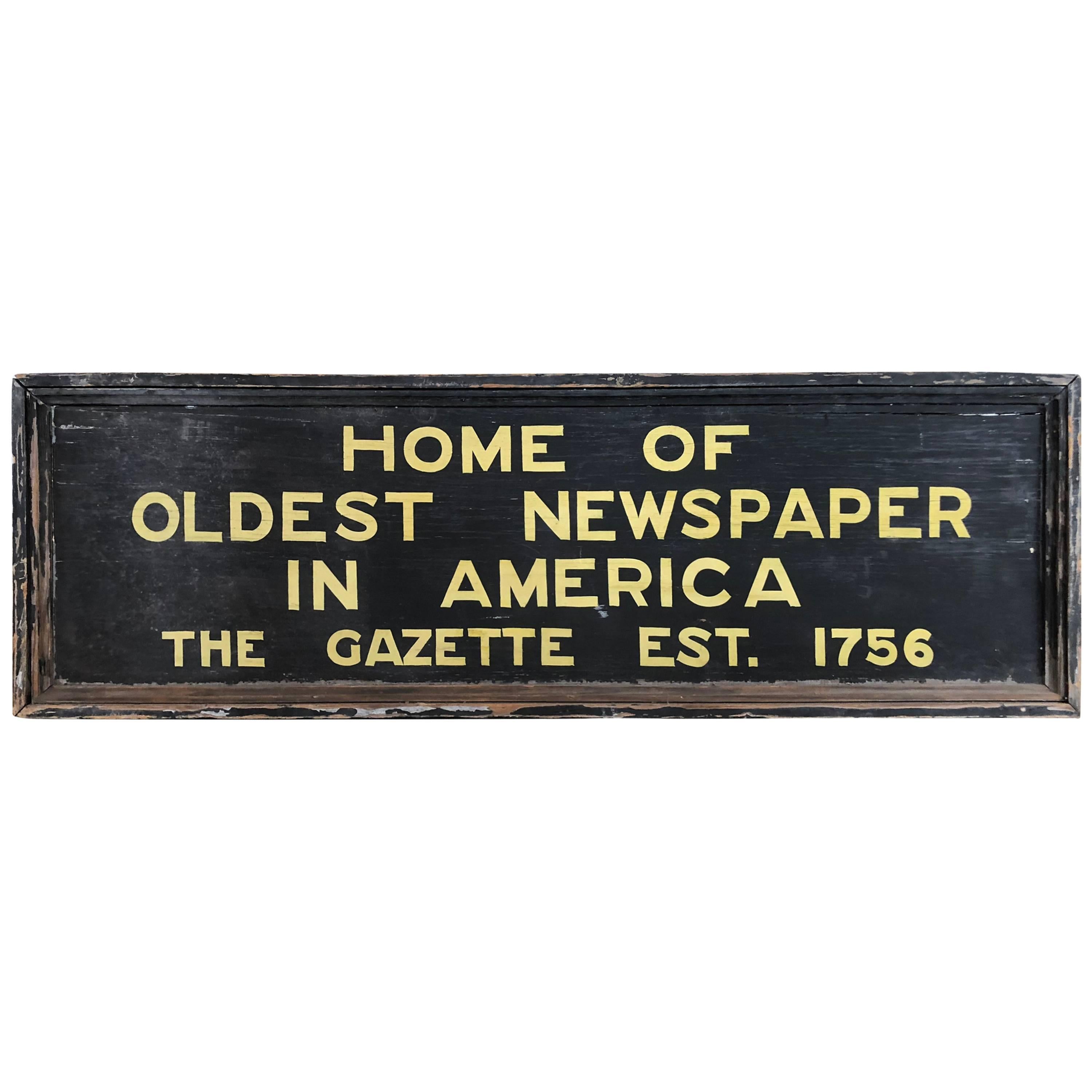 New Hampshire Gazette Trade Sign