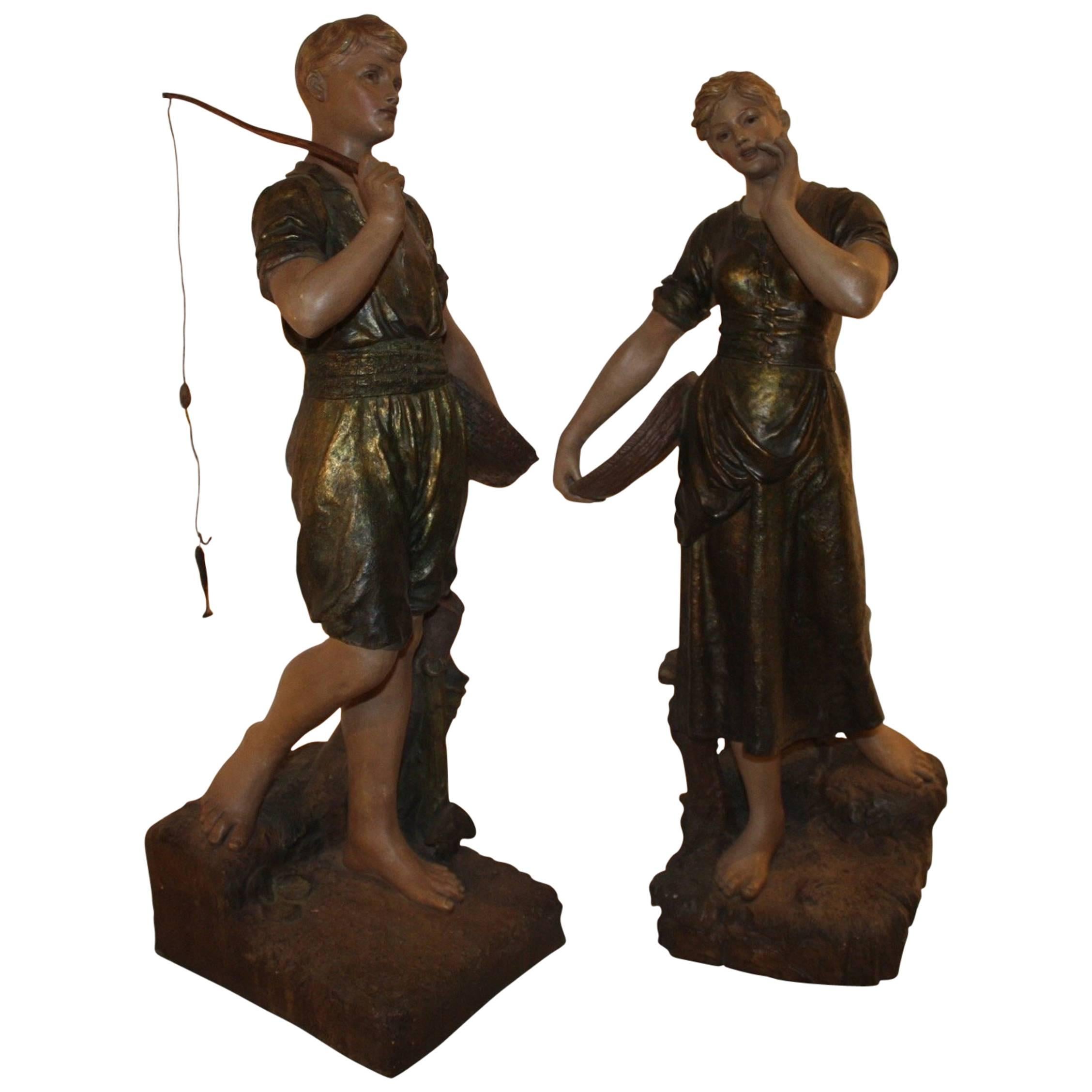 Amazing Pair of 19th Century French "Personnages" For Sale