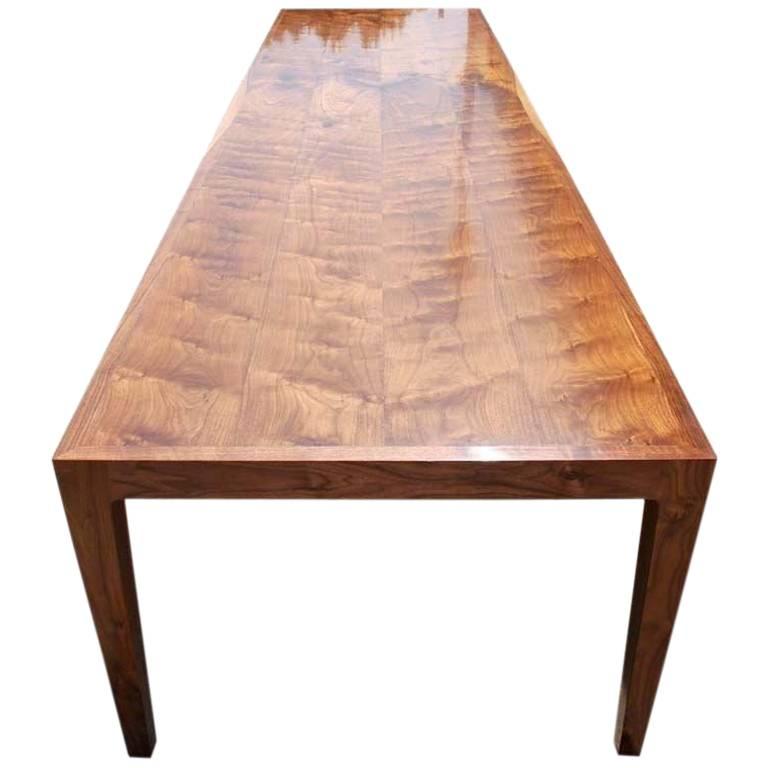 Parsons Table in Bookmatched Walnut, Custom Made by Petersen Antiques