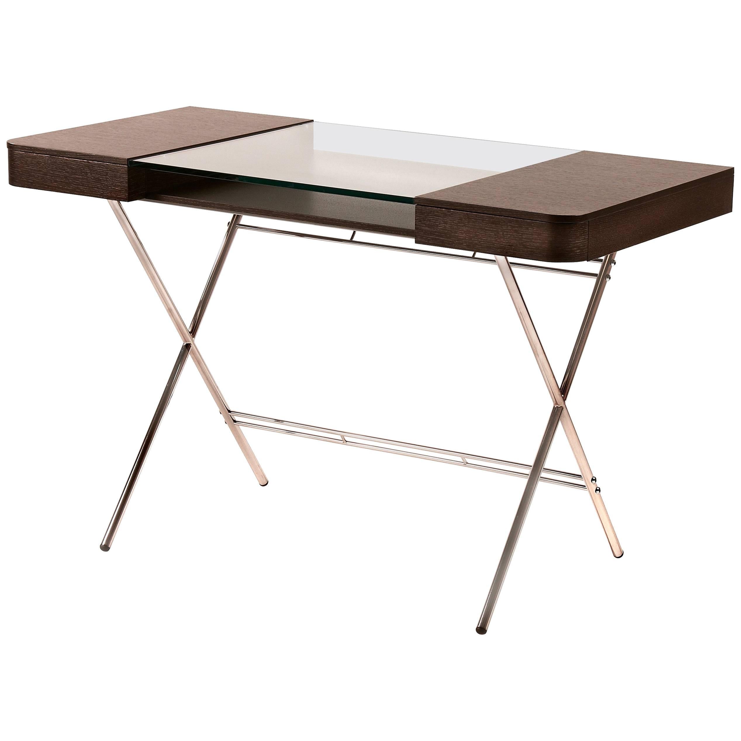 Contemporary Cosimo Desk by Marco Zanuso Jr. With Wenge Stained Oak Veneer Top For Sale