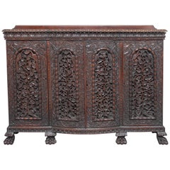 Antique 19th Century Carved Rosewood Indian Cabinet