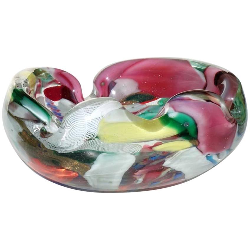 1950s Dino Martens by Aureliano Toso Murano Glass Bowl Ashtray