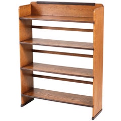 Oak Art Deco Haagse School Open Bookcase by P.E.L. Izeren for Genneper Molen