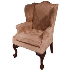 Antique Chippendale Period Mahogany Wing Chair