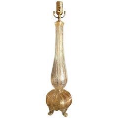 Single Gold Coronado D'oro Italian Murano Glass Footed Lamp
