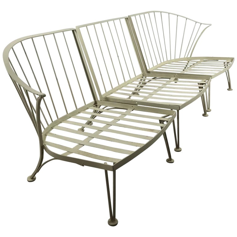 Three Piece Iron Sectional Garden Sofa by Russell Woodard at 1stDibs