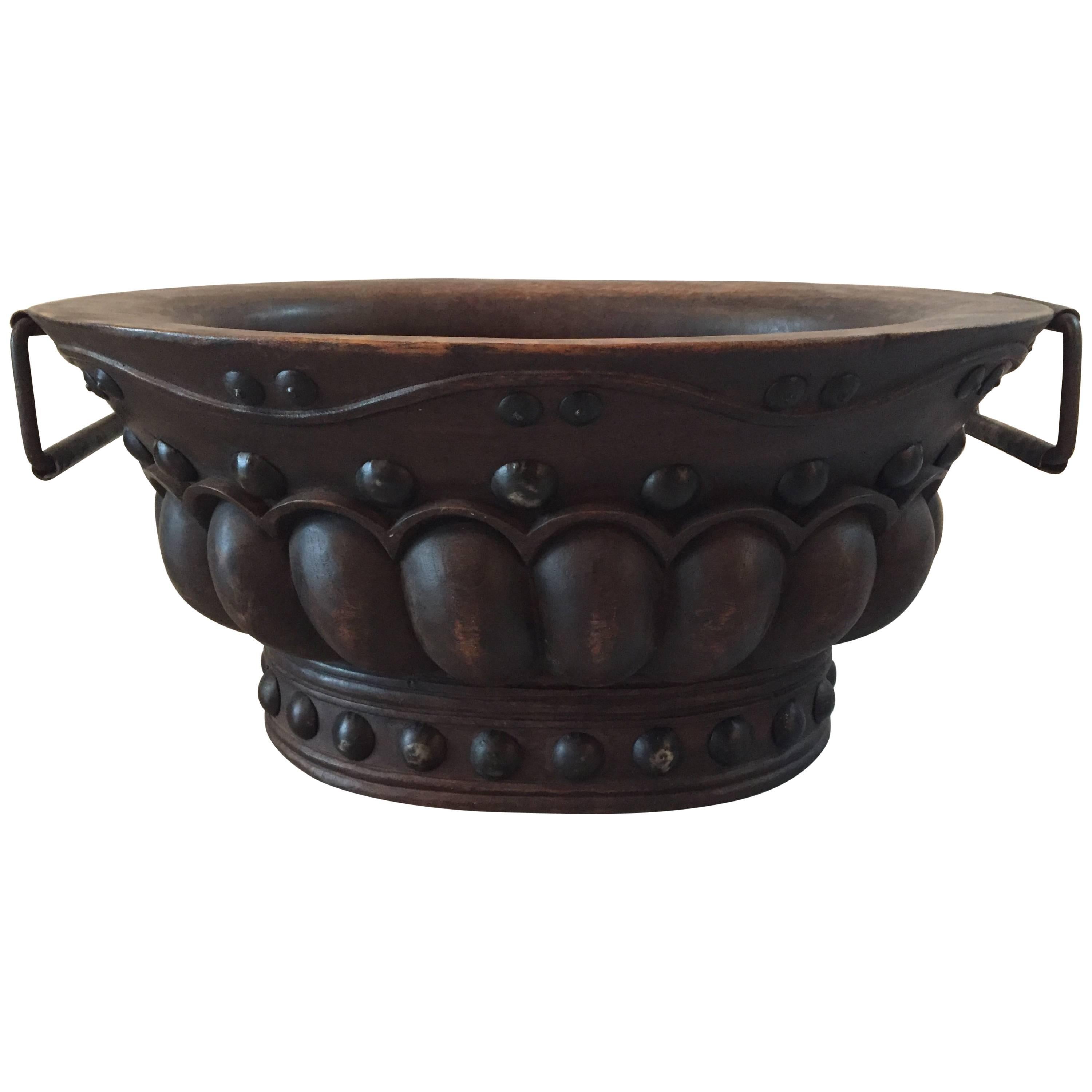 Wonderfully Decorative Hand-Carved Oval Wooden Indonesian Bowl