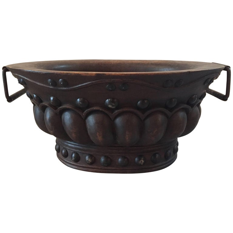 Wonderfully Decorative HandCarved Oval Wooden Indonesian Bowl at 1stDibs