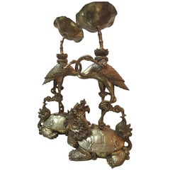 Amazing Pair of Oriental Brass Garnitures Sculptures