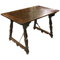 Walnut and Wrought Iron Table, Spain, 17th Century