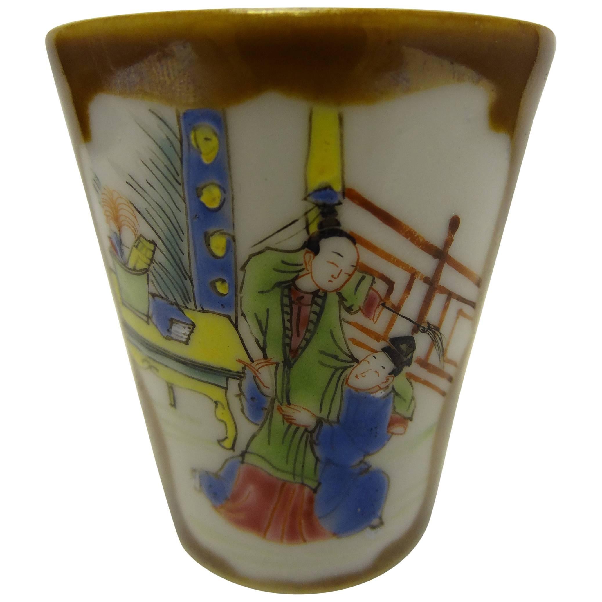 Porcelain Chinese Cafe-au-Lait Beaker Provenance Chatsworth House Attic Sale For Sale